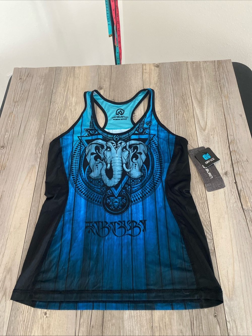 INKnBURN Dry I.C.E. Womens Shakti Racerback Tank Top Ganesha Elephant NWT Medium